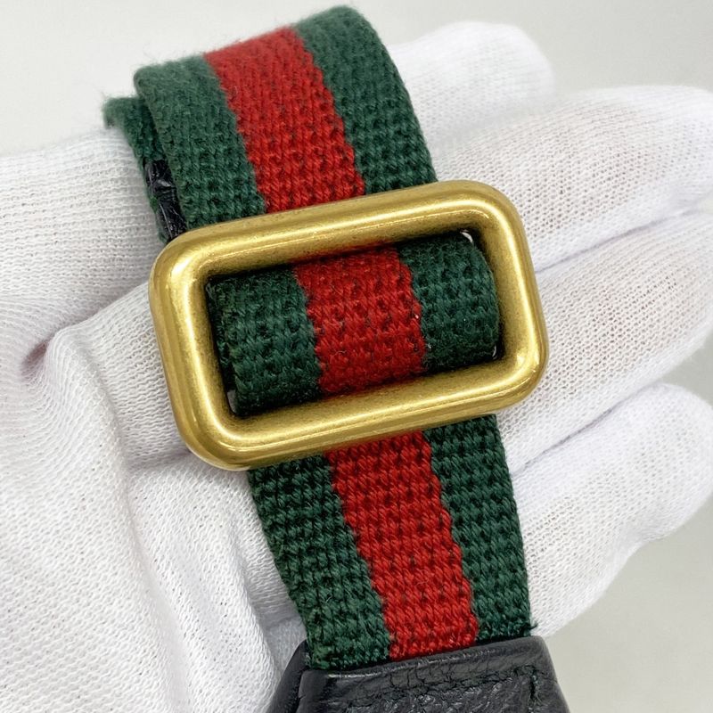 Gucci Waist Bag Sherry Line 527792 Leather Black Gold Hardware Men Women Unisex