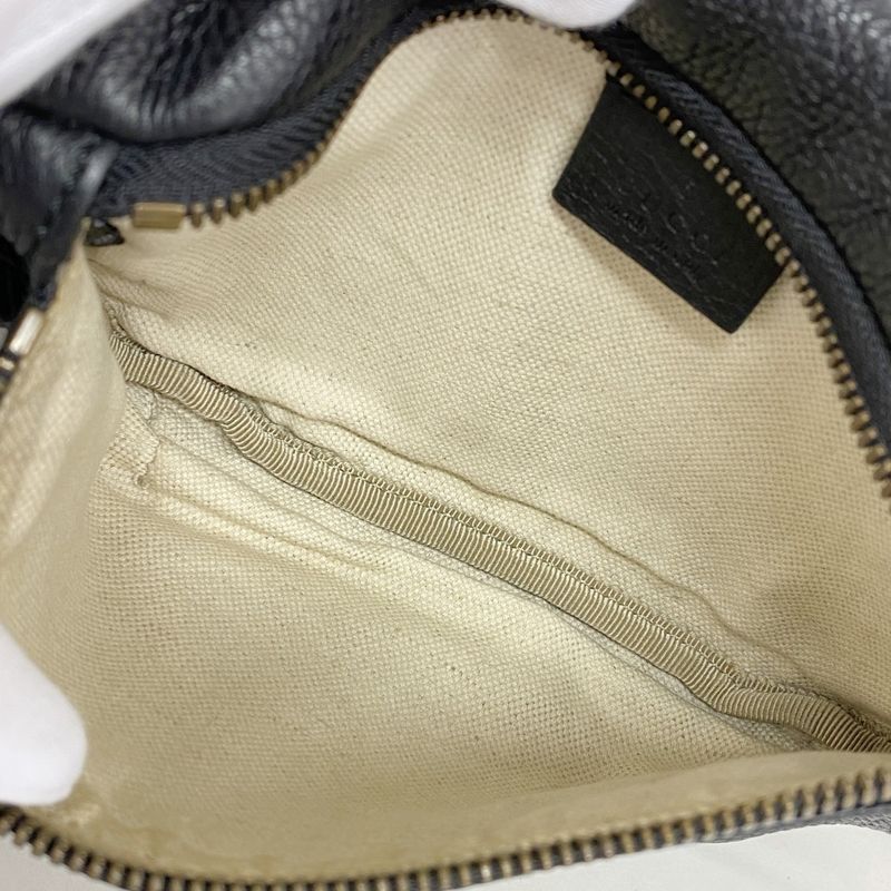 Gucci Waist Bag Sherry Line 527792 Leather Black Gold Hardware Men Women Unisex