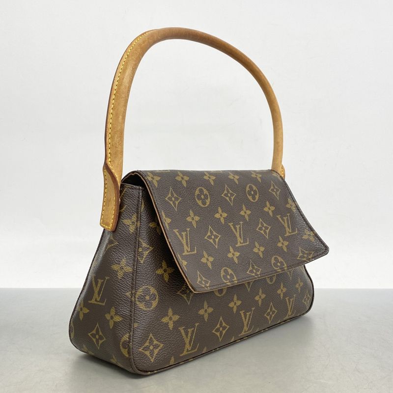 Louis Vuitton Shoulder Bag Monogram Mini Looping M51147 Brown Ladies