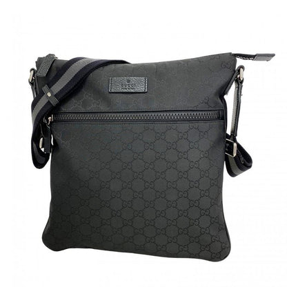 Gucci Shoulder Bag GG Nylon 449185 Nylon Black Silver Hardware Men's