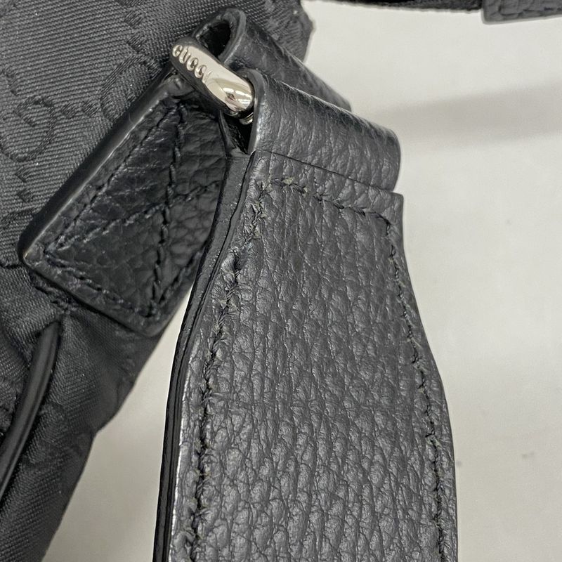 Gucci Shoulder Bag GG Nylon 449185 Nylon Black Silver Hardware Men's