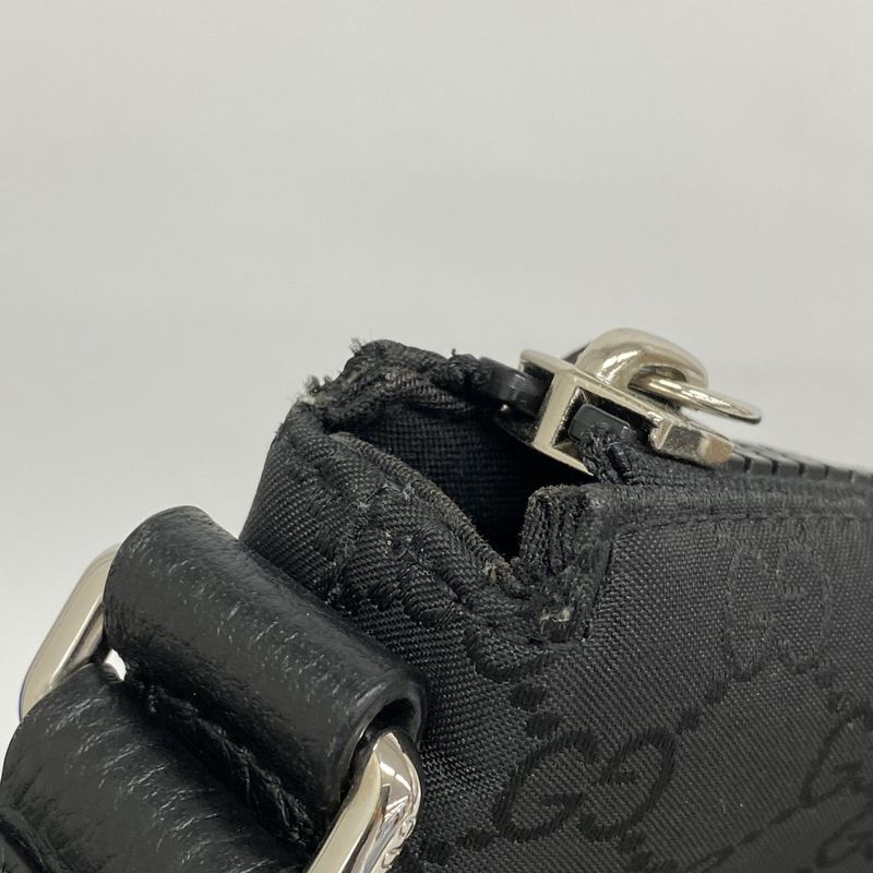 Gucci Shoulder Bag GG Nylon 449185 Nylon Black Silver Hardware Men's