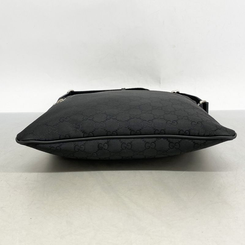 Gucci Shoulder Bag GG Nylon 449185 Nylon Black Silver Hardware Men's