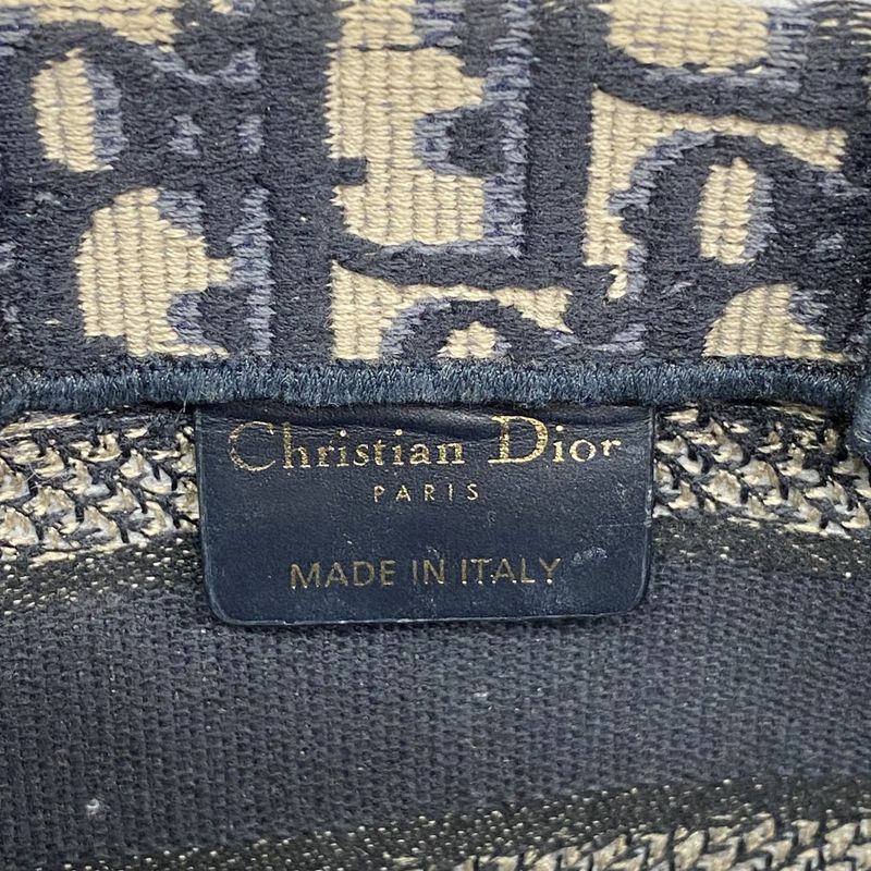 Christian Dior Handbag Trotter Book Tote Canvas Navy Gold Hardware 2way Bag