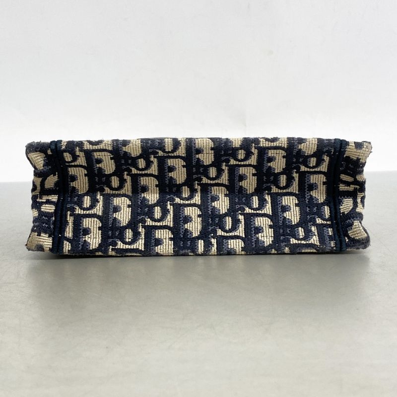 Christian Dior Handbag Trotter Book Tote Canvas Navy Gold Hardware 2way Bag
