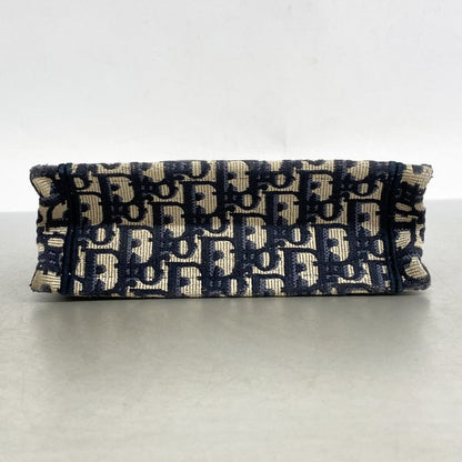 Christian Dior Handbag Trotter Book Tote Canvas Navy Gold Hardware 2way Bag