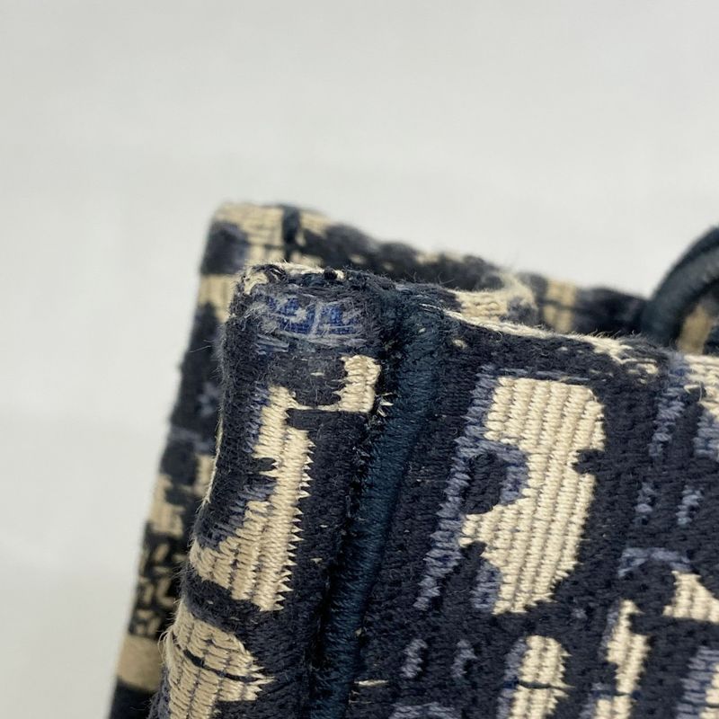 Christian Dior Handbag Trotter Book Tote Canvas Navy Gold Hardware 2way Bag