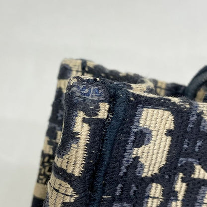 Christian Dior Handbag Trotter Book Tote Canvas Navy Gold Hardware 2way Bag