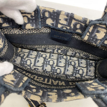 Christian Dior Handbag Trotter Book Tote Canvas Navy Gold Hardware 2way Bag