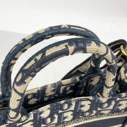 Christian Dior Handbag Trotter Book Tote Canvas Navy Gold Hardware 2way Bag