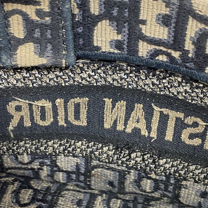 Christian Dior Handbag Trotter Book Tote Canvas Navy Gold Hardware 2way Bag