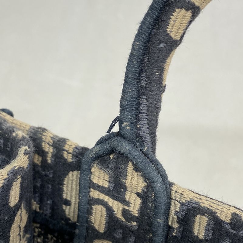 Christian Dior Handbag Trotter Book Tote Canvas Navy Gold Hardware 2way Bag