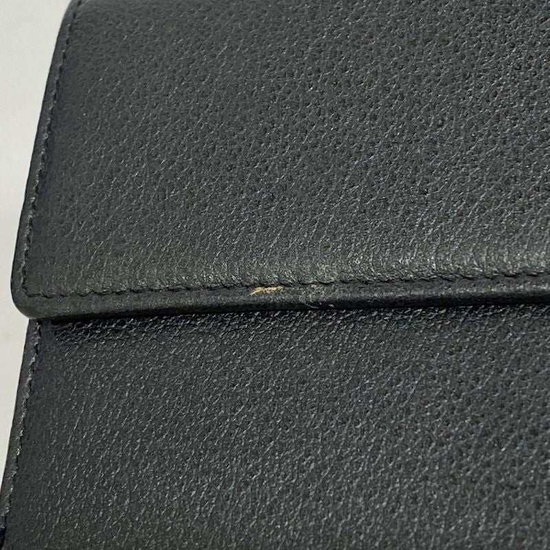 Chanel Long Wallet Camellia Leather Black Silver Hardware Women