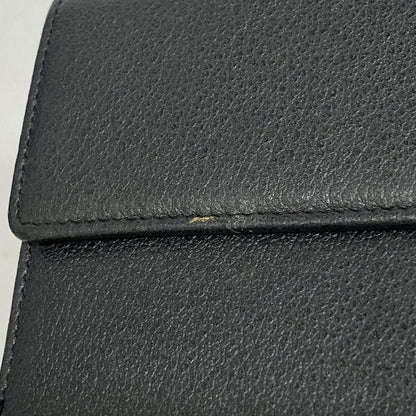 Chanel Long Wallet Camellia Leather Black Silver Hardware Women