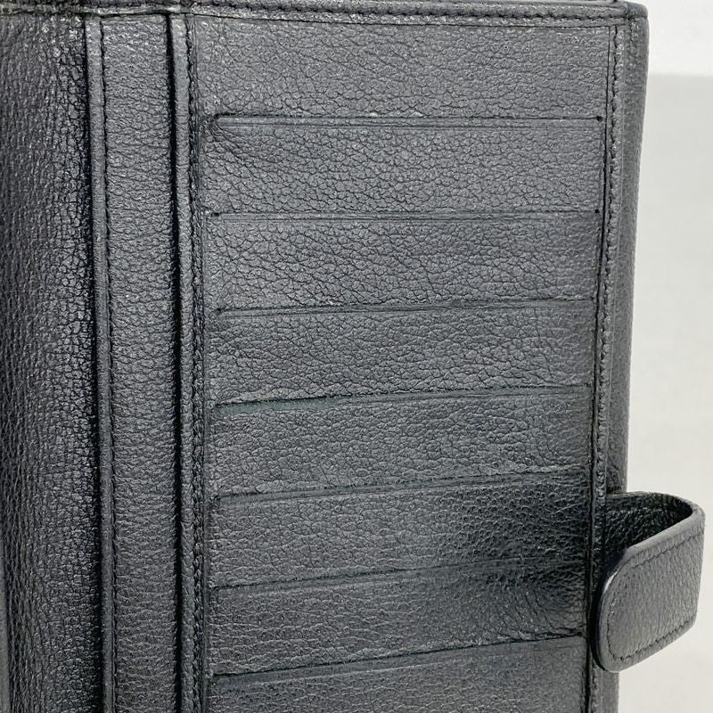 Chanel Long Wallet Camellia Leather Black Silver Hardware Women