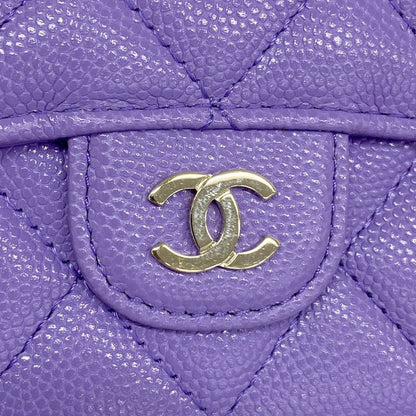 Chanel Card Case Matelasse Caviar Skin Purple Chien Pan Gold Hardware Women