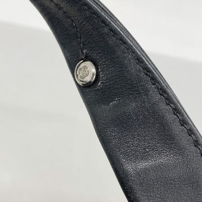 Chanel Handbag V Stitch Leather Black Silver Hardware Women