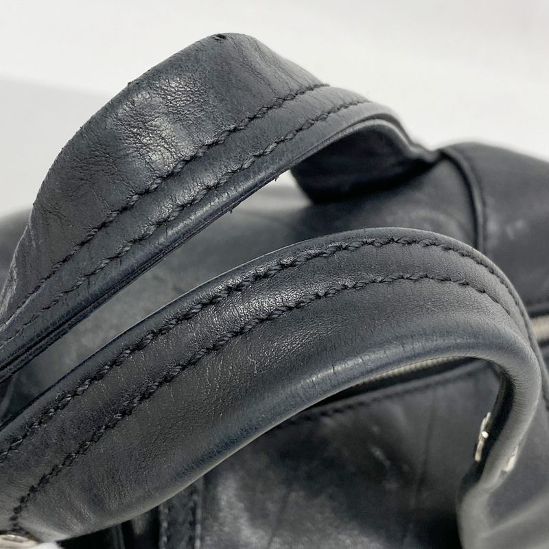 Chanel Handbag V Stitch Leather Black Silver Hardware Women