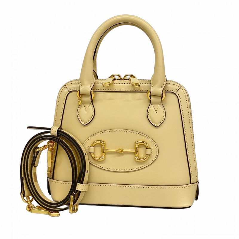 Gucci Handbag Horsebit 640716 Leather Beige Gold Hardware 2way Bag Ladies