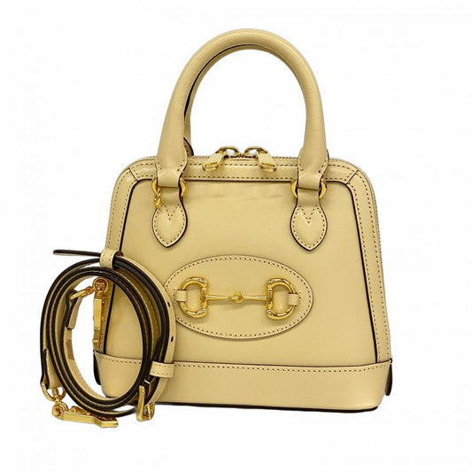 Gucci Handbag Horsebit 640716 Leather Beige Gold Hardware 2way Bag Ladies