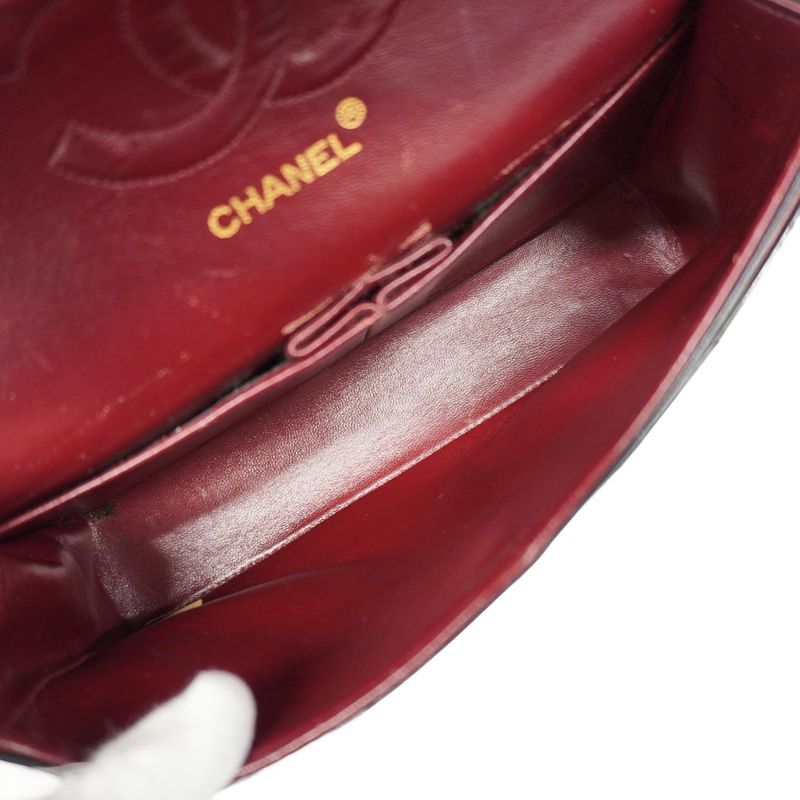 Chanel Shoulder Bag Matelasse Lambskin Black Gold Hardware Women