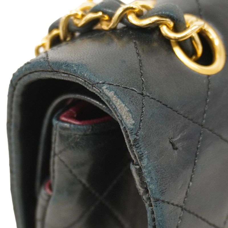 Chanel Shoulder Bag Matelasse Lambskin Black Gold Hardware Women