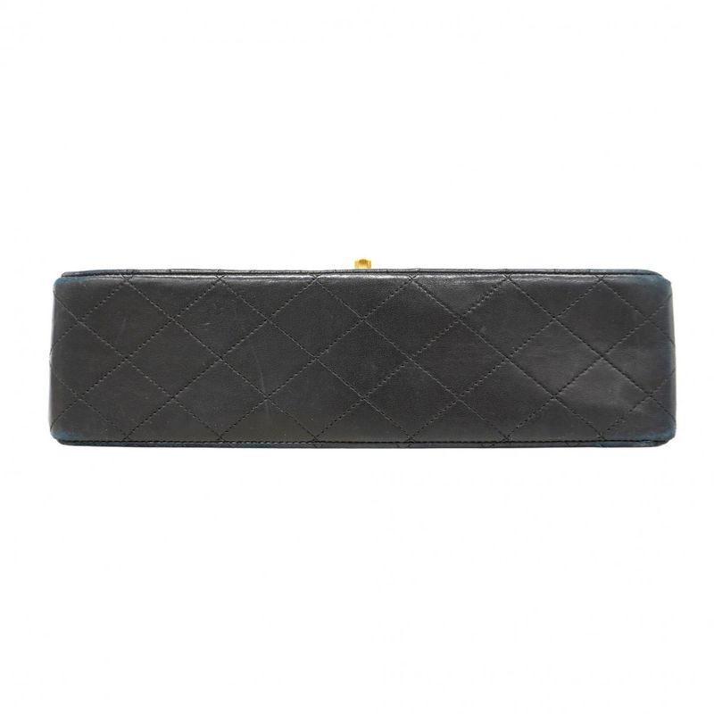 Chanel Shoulder Bag Matelasse Lambskin Black Gold Hardware Women