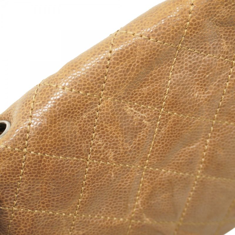 Chanel Shoulder Bag Matelasse Caviar Skin Brown Silver Hardware Women