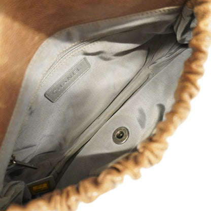 Chanel Shoulder Bag Matelasse Caviar Skin Brown Silver Hardware Women