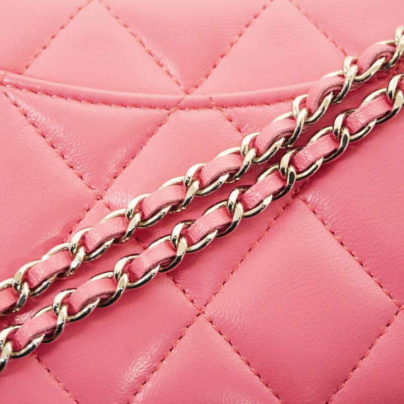 Chanel Shoulder Wallet Matelasse Lambskin Pink Silver Hardware Women