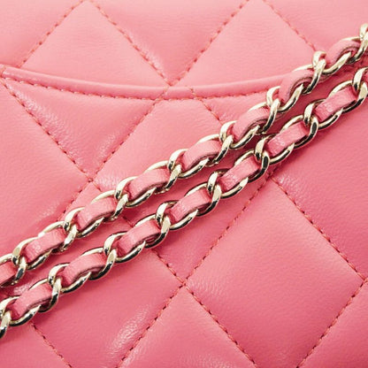 Chanel Shoulder Wallet Matelasse Lambskin Pink Silver Hardware Women