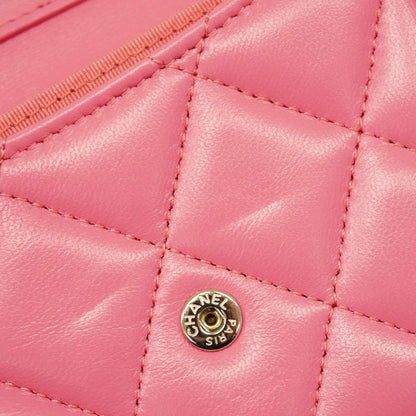 Chanel Shoulder Wallet Matelasse Lambskin Pink Silver Hardware Women