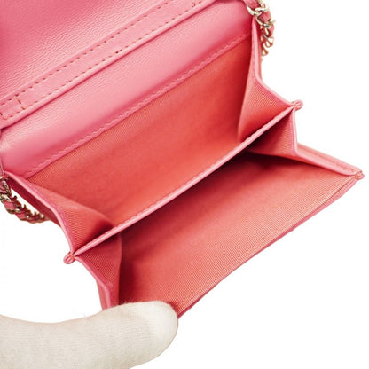 Chanel Shoulder Wallet Matelasse Lambskin Pink Silver Hardware Women