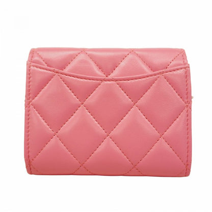 Chanel Shoulder Wallet Matelasse Lambskin Pink Silver Hardware Women