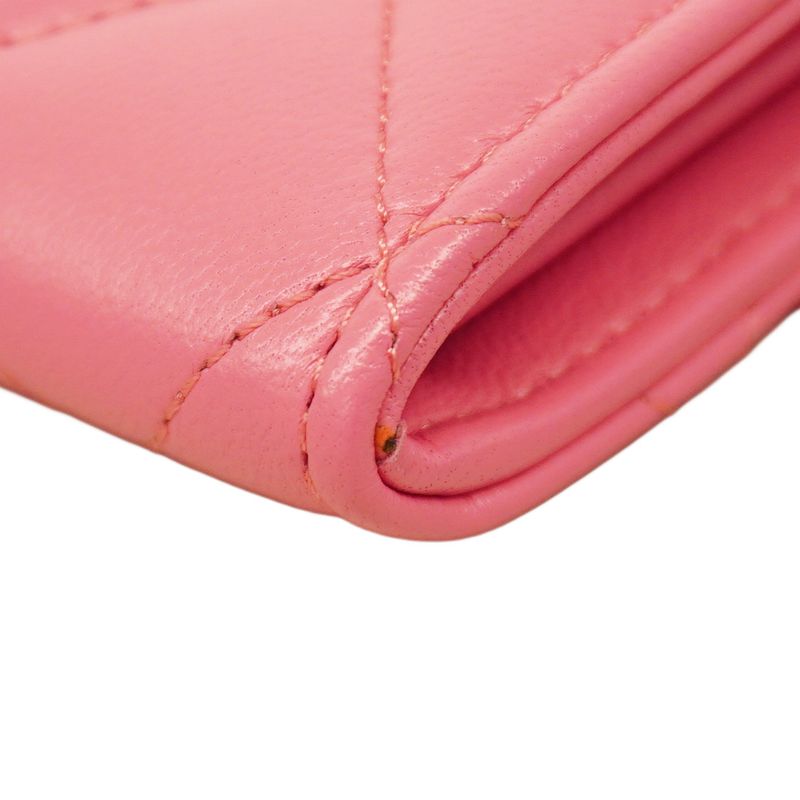 Chanel Shoulder Wallet Matelasse Lambskin Pink Silver Hardware Women