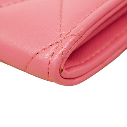 Chanel Shoulder Wallet Matelasse Lambskin Pink Silver Hardware Women