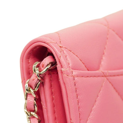 Chanel Shoulder Wallet Matelasse Lambskin Pink Silver Hardware Women