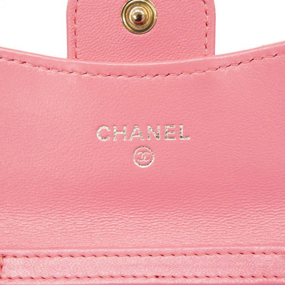 Chanel Shoulder Wallet Matelasse Lambskin Pink Silver Hardware Women