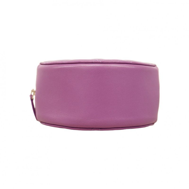 Chanel Shoulder Bag Matelasse Lambskin Purple Silver Hardware Women