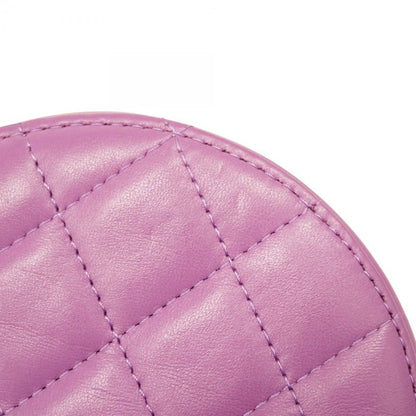 Chanel Shoulder Bag Matelasse Lambskin Purple Silver Hardware Women