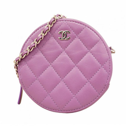 Chanel Shoulder Bag Matelasse Lambskin Purple Silver Hardware Women