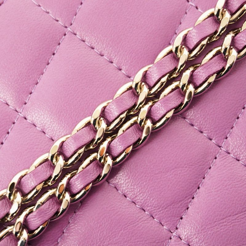 Chanel Shoulder Bag Matelasse Lambskin Purple Silver Hardware Women