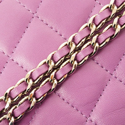 Chanel Shoulder Bag Matelasse Lambskin Purple Silver Hardware Women