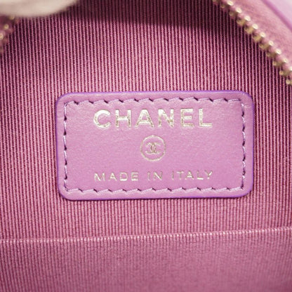 Chanel Shoulder Bag Matelasse Lambskin Purple Silver Hardware Women