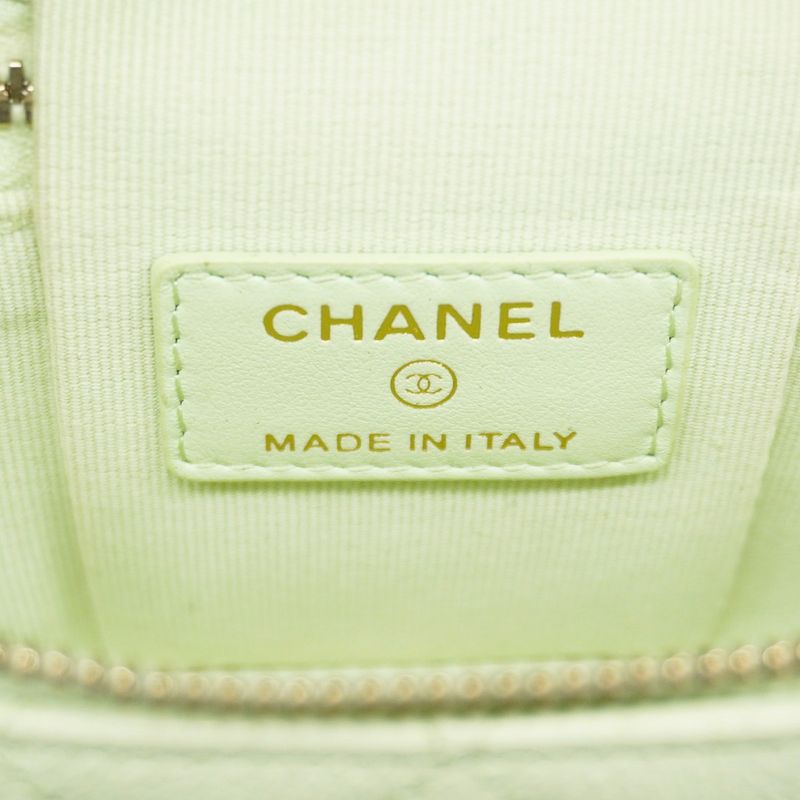 Chanel Shoulder Bag Matelasse Caviar Skin Green Chien Pan Gold Hardware Women