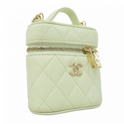 Chanel Shoulder Bag Matelasse Caviar Skin Green Chien Pan Gold Hardware Women