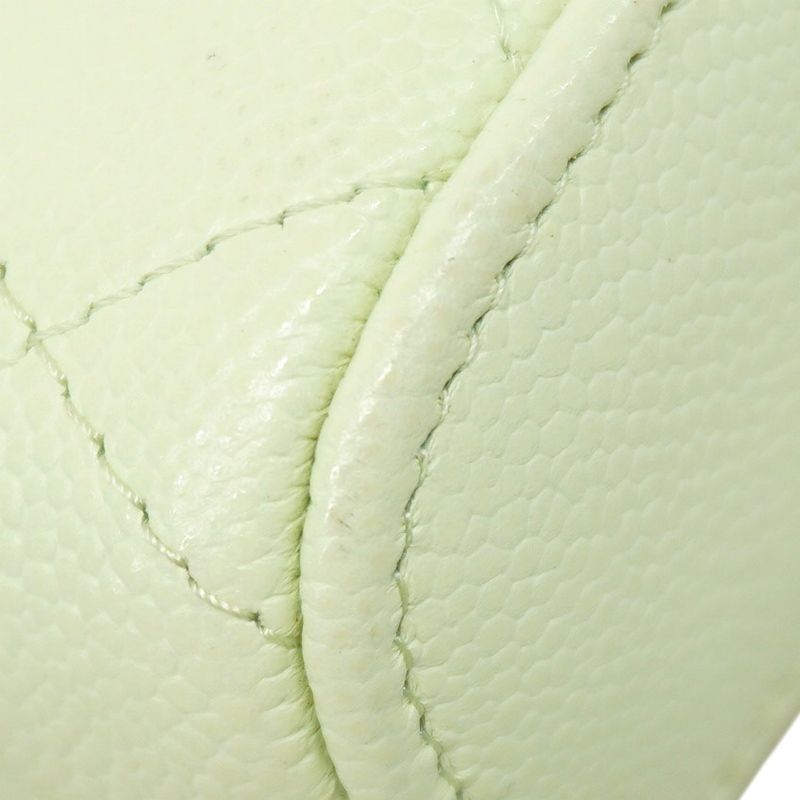 Chanel Shoulder Bag Matelasse Caviar Skin Green Chien Pan Gold Hardware Women