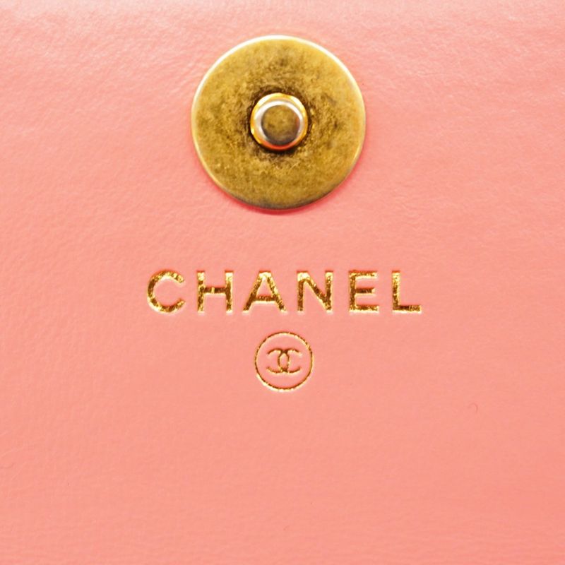 Chanel Shoulder Wallet Matelasse Lambskin Pink Gold Hardware Women
