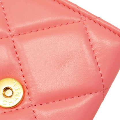 Chanel Shoulder Wallet Matelasse Lambskin Pink Gold Hardware Women