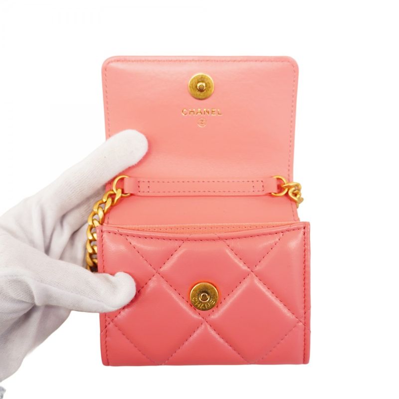 Chanel Shoulder Wallet Matelasse Lambskin Pink Gold Hardware Women